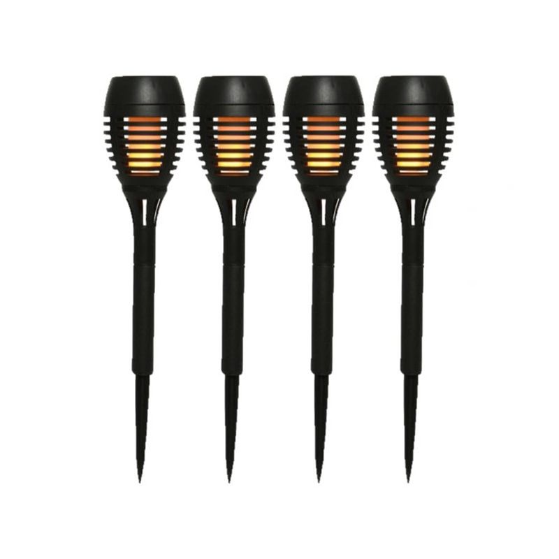 Foto van Halloween - set van 4x stuks solar tuinfakkels/tuinlampen vlam effect op zonne-energie 27 cm - fakkels