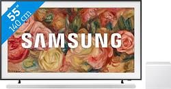 Foto van Samsung the frame 55ls03d (2024) + soundbar wit