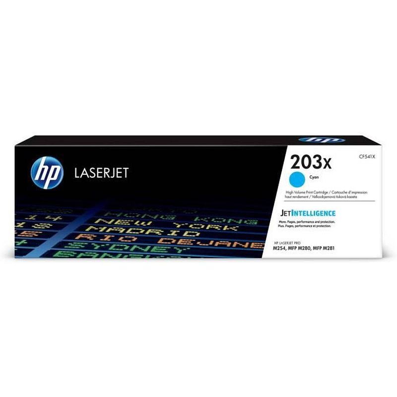 Foto van Hp 203x originele laserjet cyaan toner grote capaciteit (cf541x) voor hp color laserjet pro m254 / m280 / m281