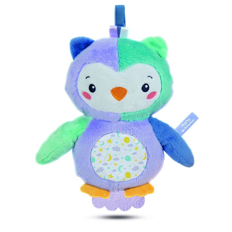 Foto van Clementoni knuffeluil play with me goodnight 24 cm blauw/paars