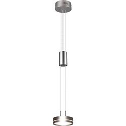 Foto van Led hanglamp - hangverlichting - trion franco - 7.2w - 1-lichts - warm wit 3000k - dimbaar - rond - mat nikkel -