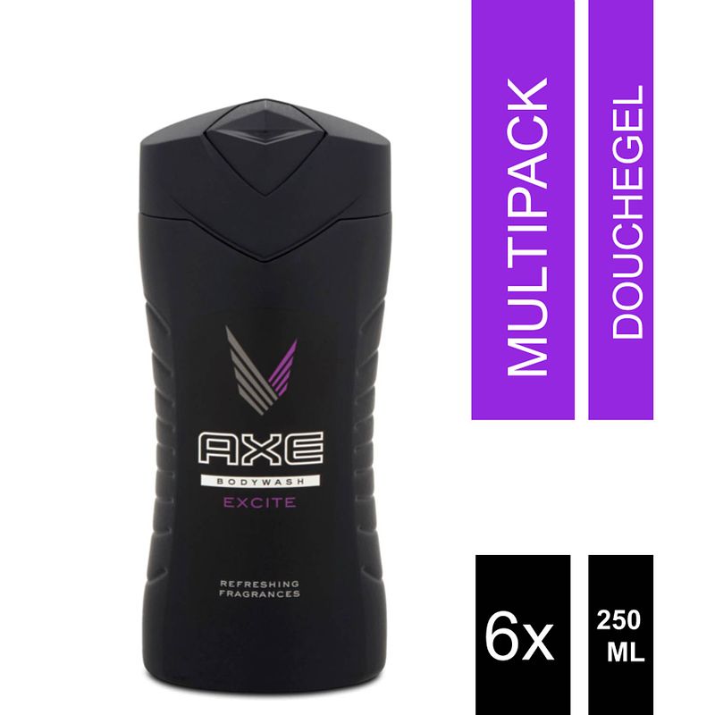 Foto van Axe excite for men - 6 x 250 ml - douchegel - voordeelverpakking