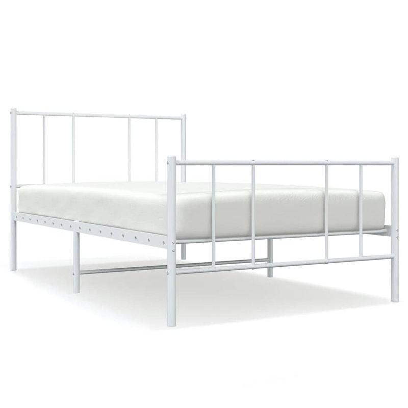 Foto van Vidaxl bedframe met hoofd- en voeteneinde metaal wit 90x190 cm