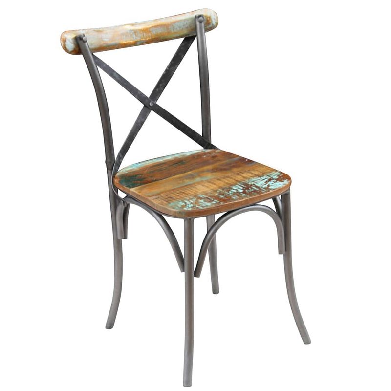 Foto van The living store eetkamerstoelen gerecycled hout - 51x52x84 cm - retro verflaag