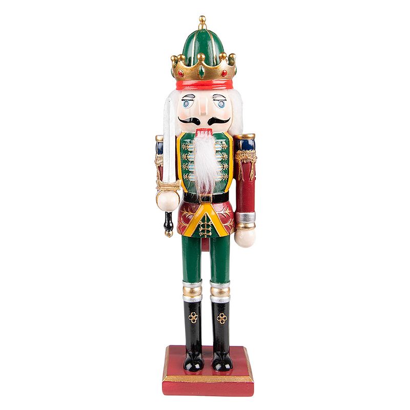 Foto van Haes deco - kerst notenkraker kleur groen, 9x7x30 cm, kerstfiguur - kerstdecoratie