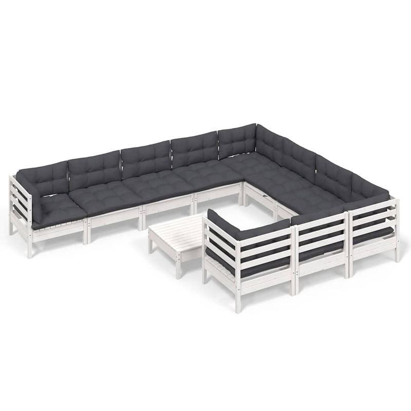 Foto van Vidaxl 11-delige loungeset met kussens grenenhout wit