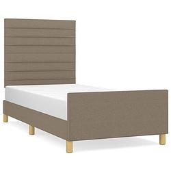 Foto van Vidaxl bedframe met hoofdeinde stof taupe 90x200 cm