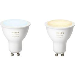 Foto van Philips hue gu10 2-pack warm tot koelwit licht