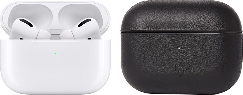 Foto van Apple airpods pro met magsafe draadloze oplaadcase + decoded leren airpods pro hoesje