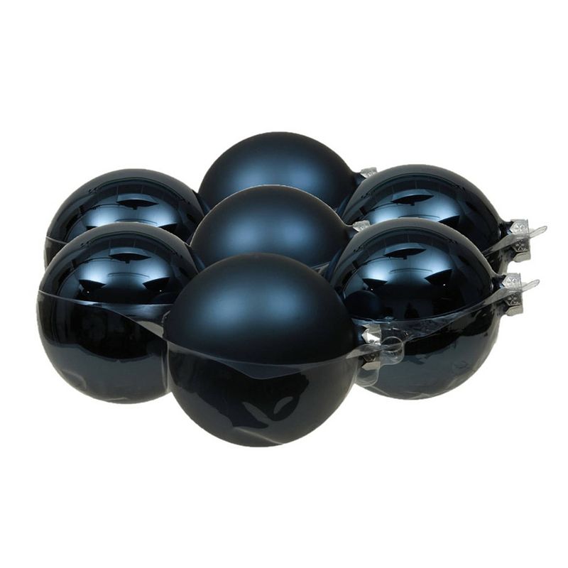 Foto van 8x stuks glazen kerstballen donkerblauw 10 cm mat/glans - kerstbal