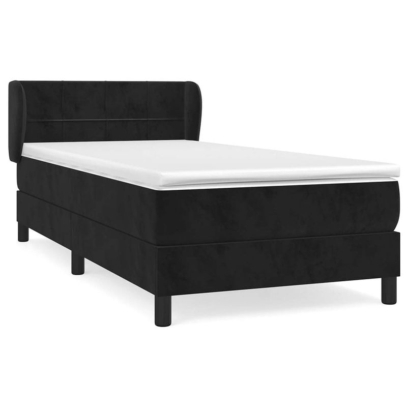 Foto van The living store boxspringbed - zwart fluwelen bedframe - pocketvering matras - huidvriendelijk topmatras -