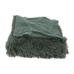 Foto van 4goodz super zachte en langharig fleece plaid - 125x150 cm - kaki