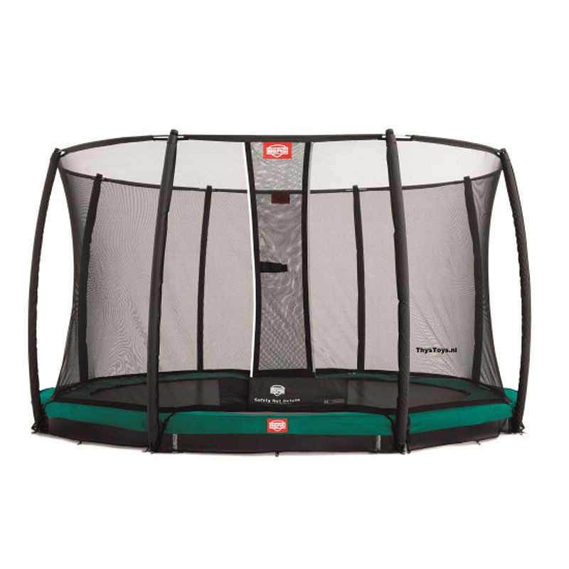 Foto van Berg trampoline favorit met veiligheidsnet - safetynet deluxe - inground - 380 cm - groen