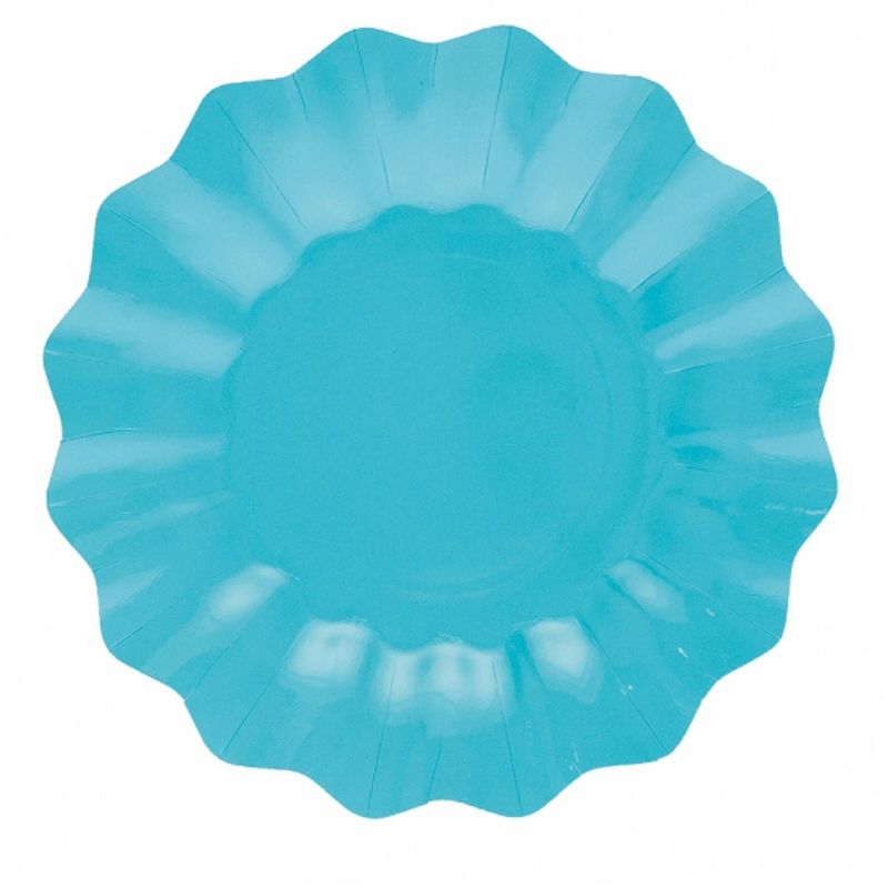 Foto van 40x diepe kartonnen bordjes turquoise 21 cm - feestbordjes