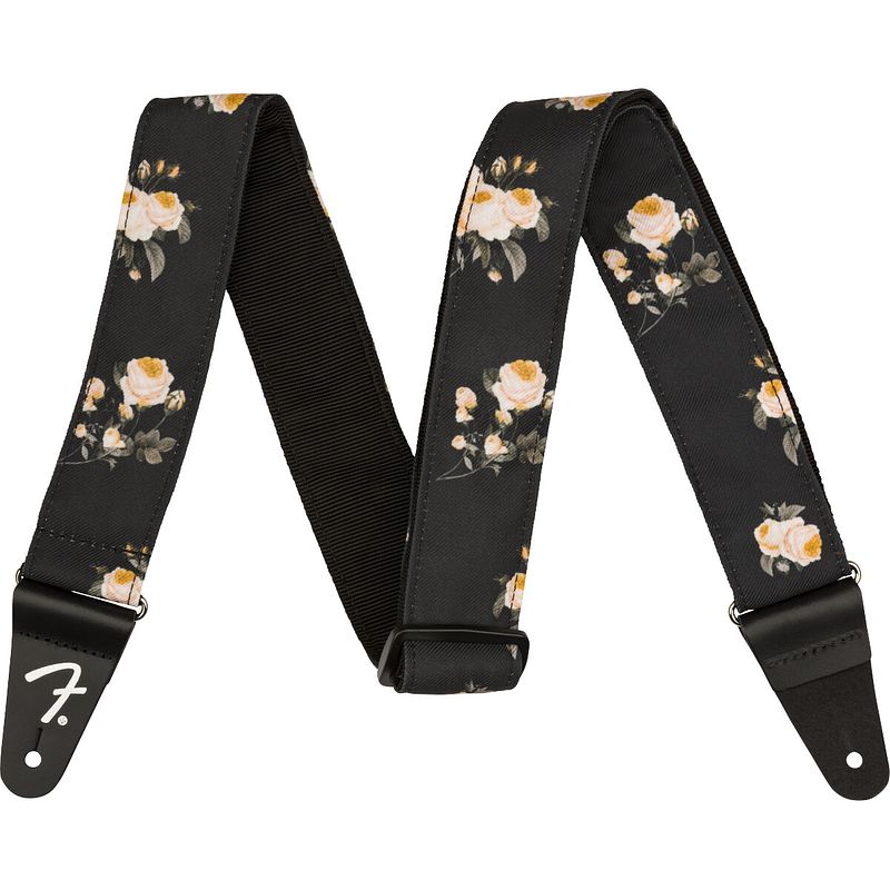 Foto van Fender floral strap black 2 inch gitaarband