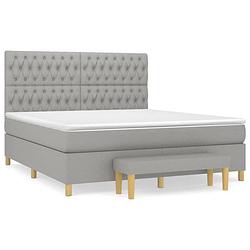 Foto van The living store boxspringbed luxe - 180 x 200 cm - pocketvering - lichtgrijs - verstelbaar hoofdbord