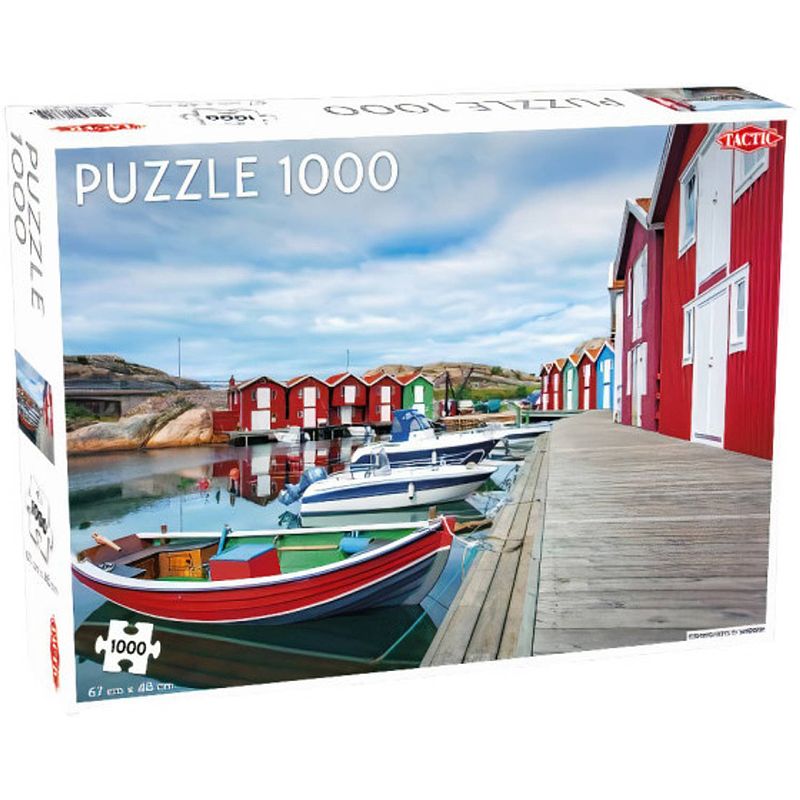 Foto van Tactic legpuzzel vissershutten in smögen 67 x 48 cm 1000 stukjes