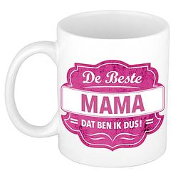 Foto van De beste mama dat ben ik cadeau mok / beker wit met roze embleem 300 ml - feest mokken