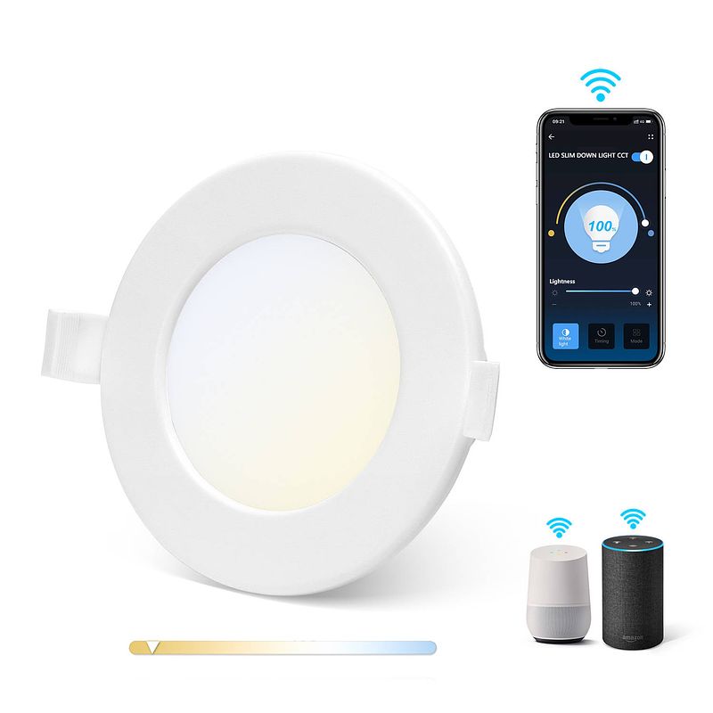 Foto van Aigostar led plafondlamp - inbouwspots - 6w - wifi cct - appbesturing - ios & android - smart home - 3000k-6500k