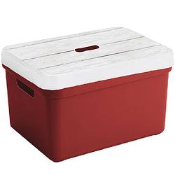 Foto van Opbergbox/opbergmand rood 32 liter kunststof met deksel - opbergbox