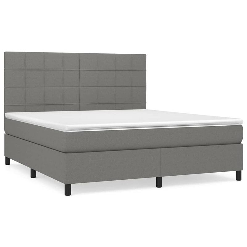 Foto van The living store bed the living store - boxspring - 160x200 cm - donkergrijs - pocketvering matras