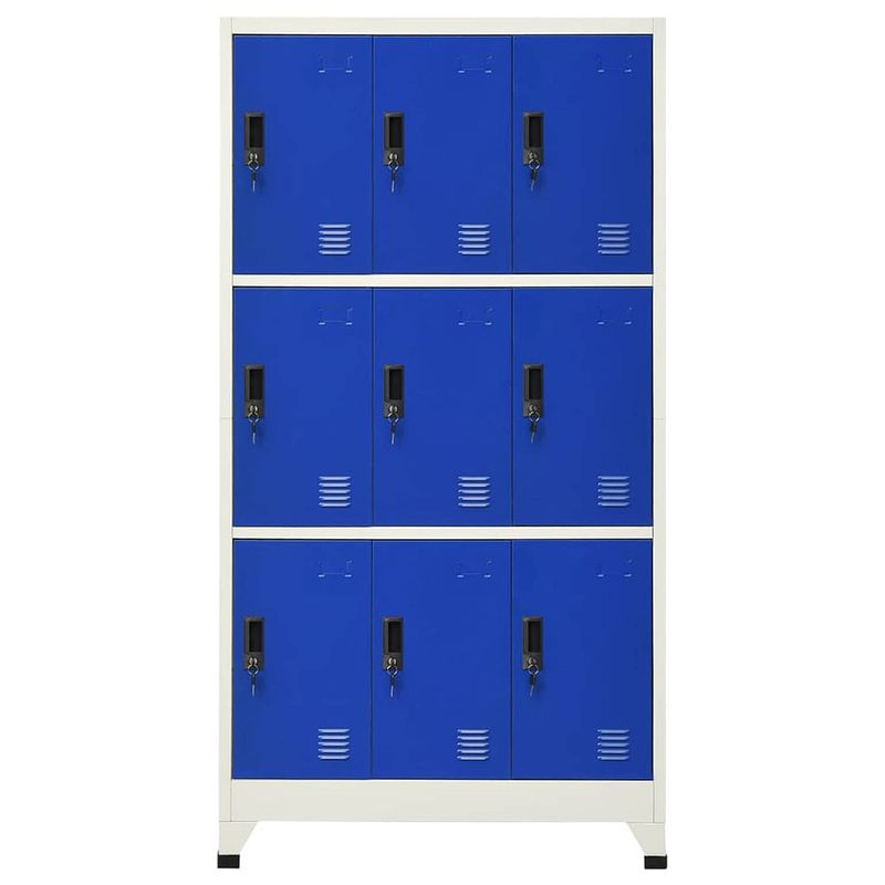 Foto van The living store lockerkast - staal - grijs/blauw - 90x45x180cm - duurzaam en ventilatieopeningen