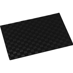 Foto van 4x rechthoekige onderleggers/placemats voor borden zwart gevlochten 30 x 43 cm - placemats