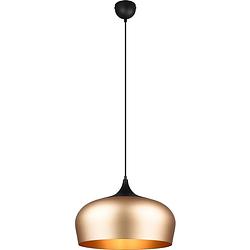 Foto van Led hanglamp - hangverlichting - trion christa - e27 fitting - rond - mat goud - aluminium - ø450mm