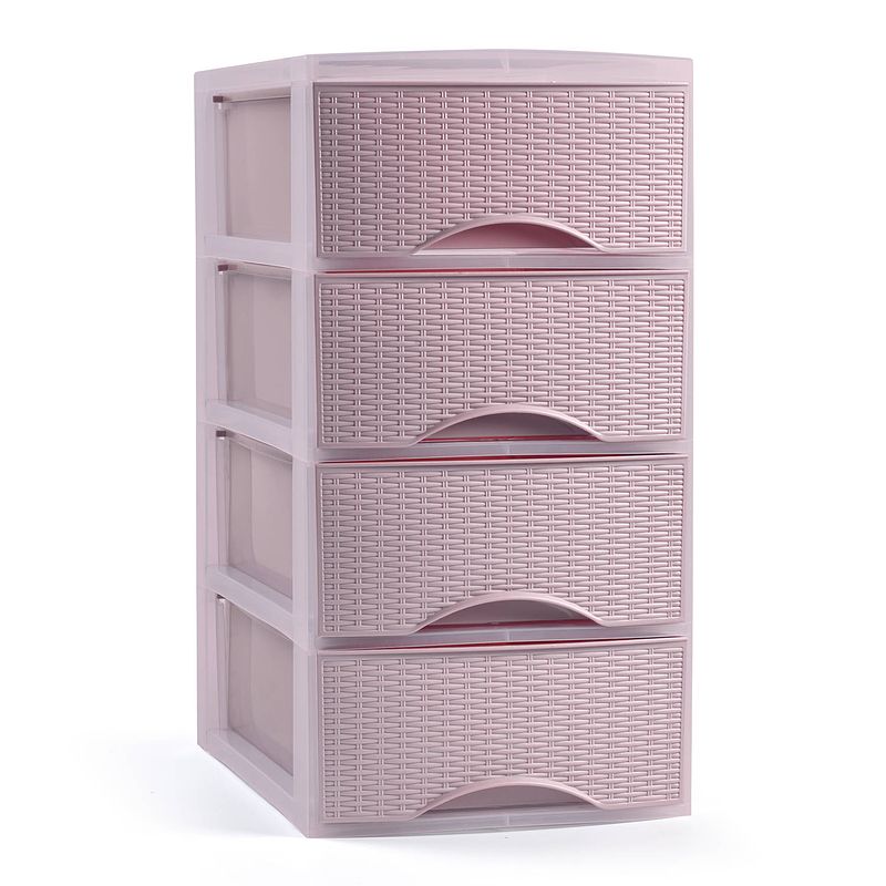 Foto van Plasticforte ladeblokje/bureau organizer 4x lades - roze - l18 x b25 x h33 cm - ladeblok