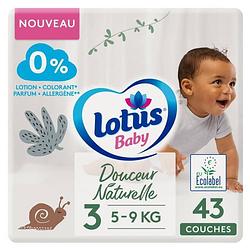 Foto van Lotus baby natural softness luiers maat 3 - 5 tot 9 kg - het pakket van 43 luiers