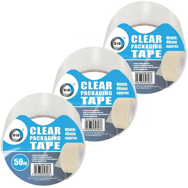 Foto van Did verpakkingstape transparant 3 stuks 50 meter x 48 mm - tape (klussen)