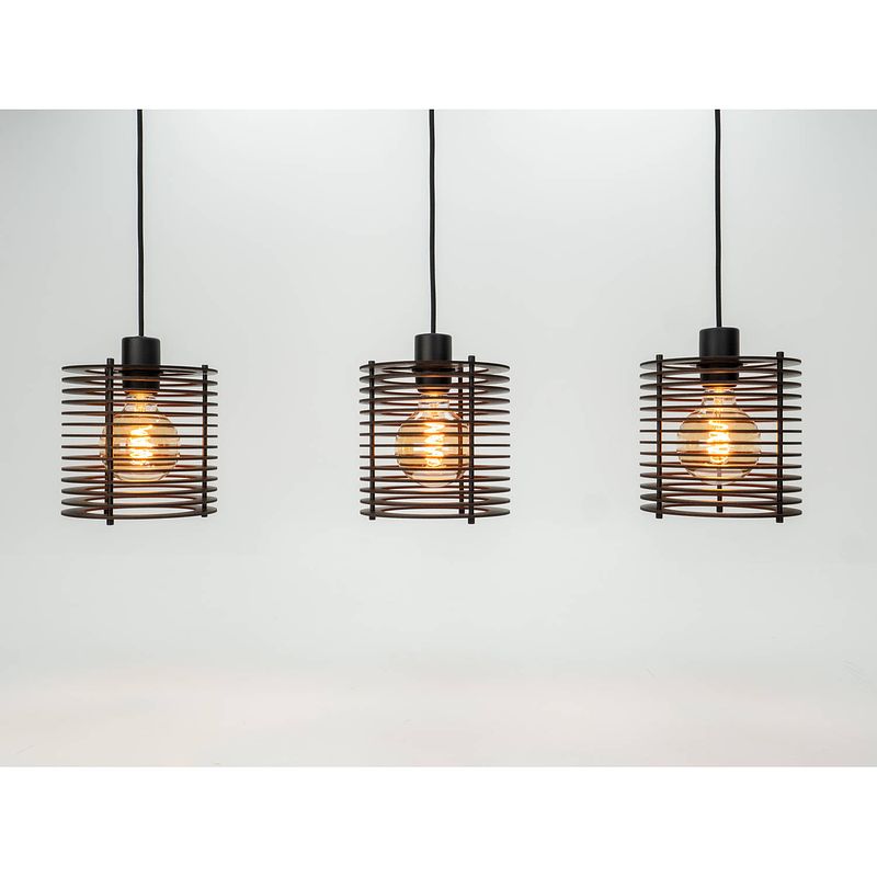 Foto van Eglo segovia hanglamp - e27 - 88 cm - zwart - staal/hout