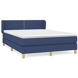 Foto van The living store boxspringbed - blauw - 203 x 147 x 78/88 cm - pocketvering matras - middelharde ondersteuning -