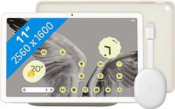 Foto van Google pixel tablet 128gb wifi crème + pixel tablet back cover crème + chromecast 4k