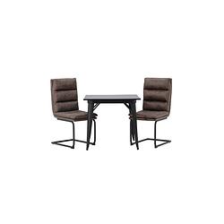 Foto van Tempe eethoek tafel zwart en 2 zizo stoelen bruin.