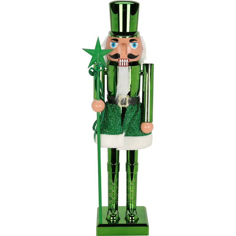 Foto van Christmas decoration notenkraker figuur/beeld - 60 cm - knalgroen - kerstbeeldjes