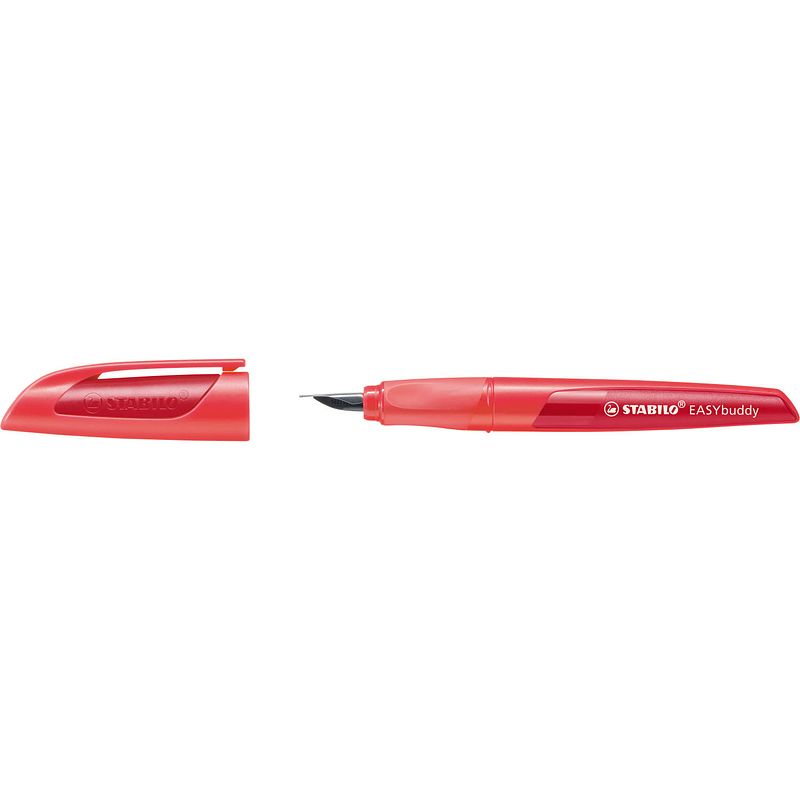 Foto van Ergonomische schoolpen stabilo easybuddy, penpunt l, koraal/rood