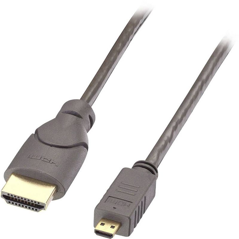 Foto van Lindy hdmi aansluitkabel hdmi-a stekker, hdmi-micro-d stekker 3.00 m zwart 41354 hdmi-kabel