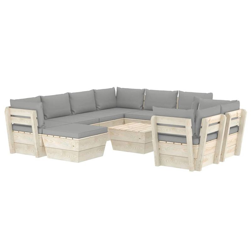 Foto van Vidaxl 10-delige loungeset met kussens pallet vurenhout