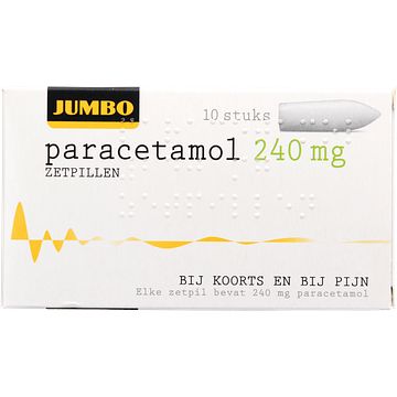 Foto van Jumbo paracetamol 240mg zetp 10st