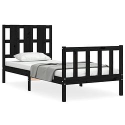 Foto van The living store bedframe grenenhouten - bed - 195.5 x 95.5 x 100 cm - zwart