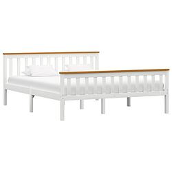 Foto van Vidaxl bedframe massief grenenhout wit 160x200 cm