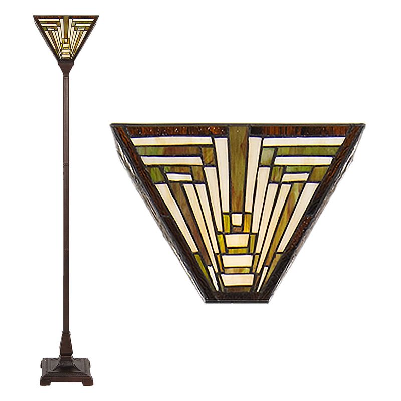 Foto van Haes deco - tiffany vloerlamp meerkleurig 31x31x187 cm