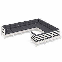 Foto van Vidaxl 10-delige loungeset met kussens grenenhout wit