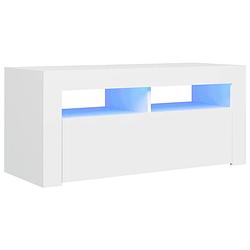 Foto van The living store - tv-meubel - hifi-kast - 90x35x40 cm - led-verlichting - wit