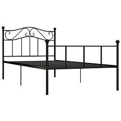 Foto van The living store metalen bedframe - klassiek - bedframe - afmetingen- 208 x 107.5 x 95 cm - ken- zwart van metaal -