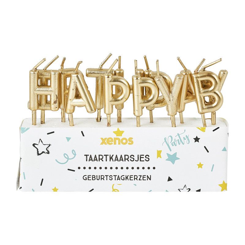 Foto van Kaarsjes happy birthday - goudkleurig