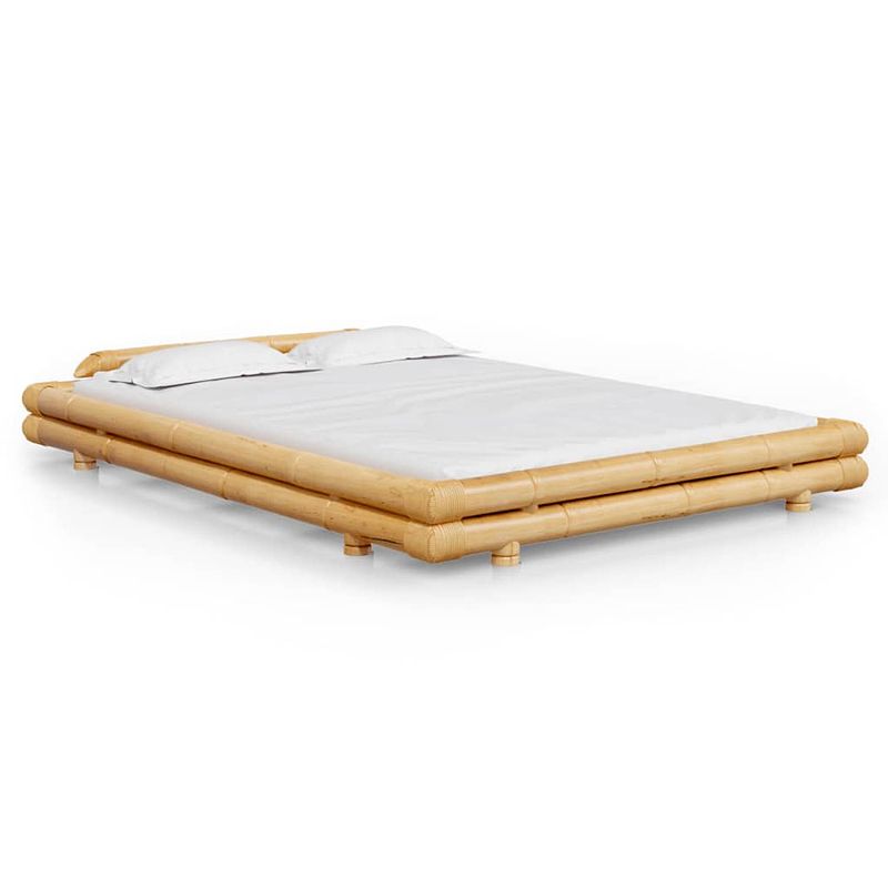 Foto van The living store bedframe - bamboe/rattan - 220 x 160 x 36.5 cm - rustieke stijl