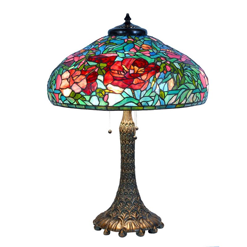 Foto van Lumilamp tiffany tafellamp ø 55x 85 cm groen glas tiffany bureaulamp groen tiffany bureaulamp