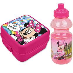 Foto van Disney minnie mouse lunchbox set voor kinderen - 2-delig - roze - kunststof - lunchboxen